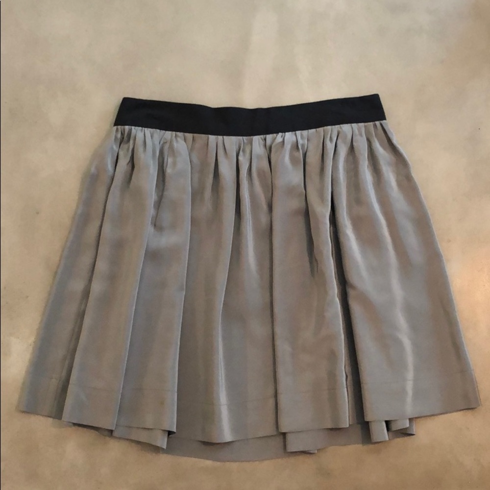 100% SILK GREY SKATER MINI SKIRT